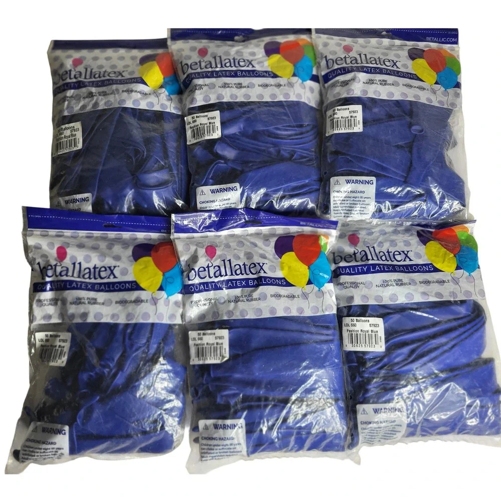 Betallatex Fashion Royal Blue Quality Latex Balloons 50 Count Lot of 6 bags NEW